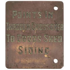 Antique 19th Century Victorian Brass Railway Signal Box Plaque