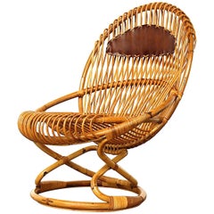 Giovanni Travasa for Bonacina Wicker Easy Chair, circa 1950