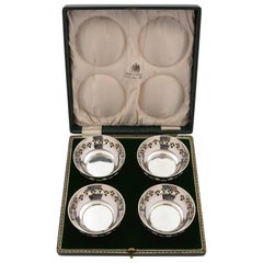 Antique Cased Set of Four Silver Bon Bon Dishes, Birmingham, 1922