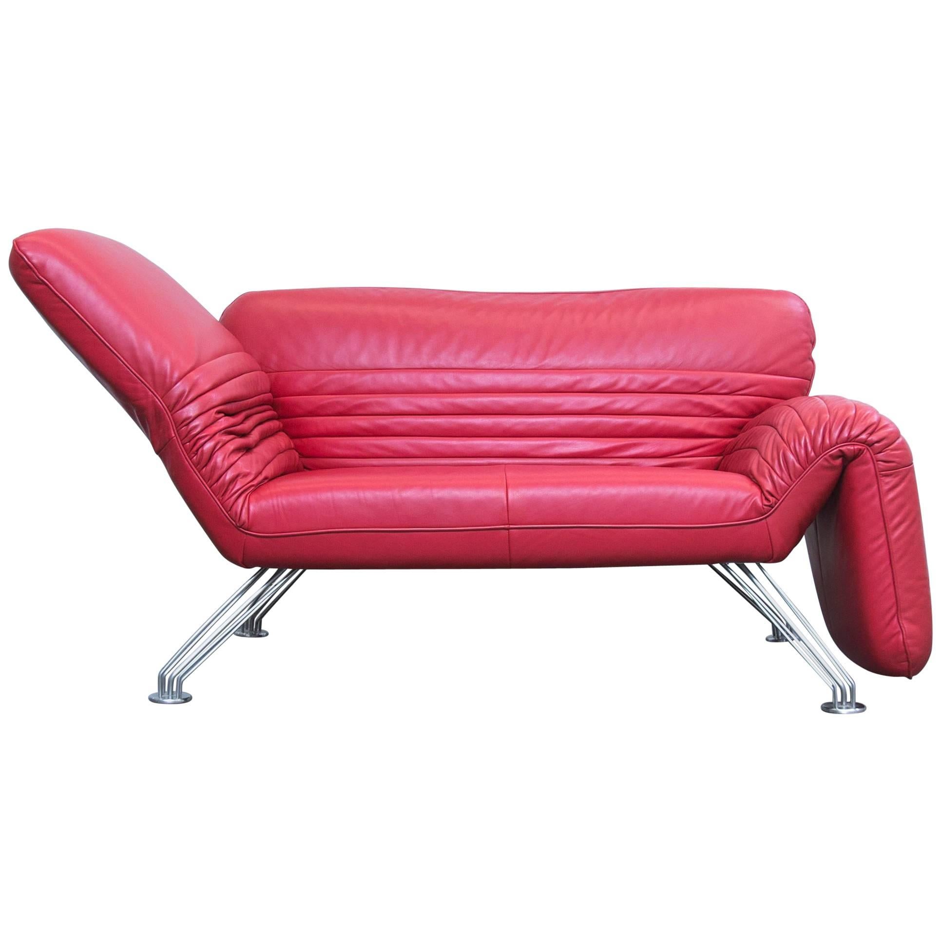 De Sede DS 142 Designer Sofa Red Leather Two Seat Couch Function Modern