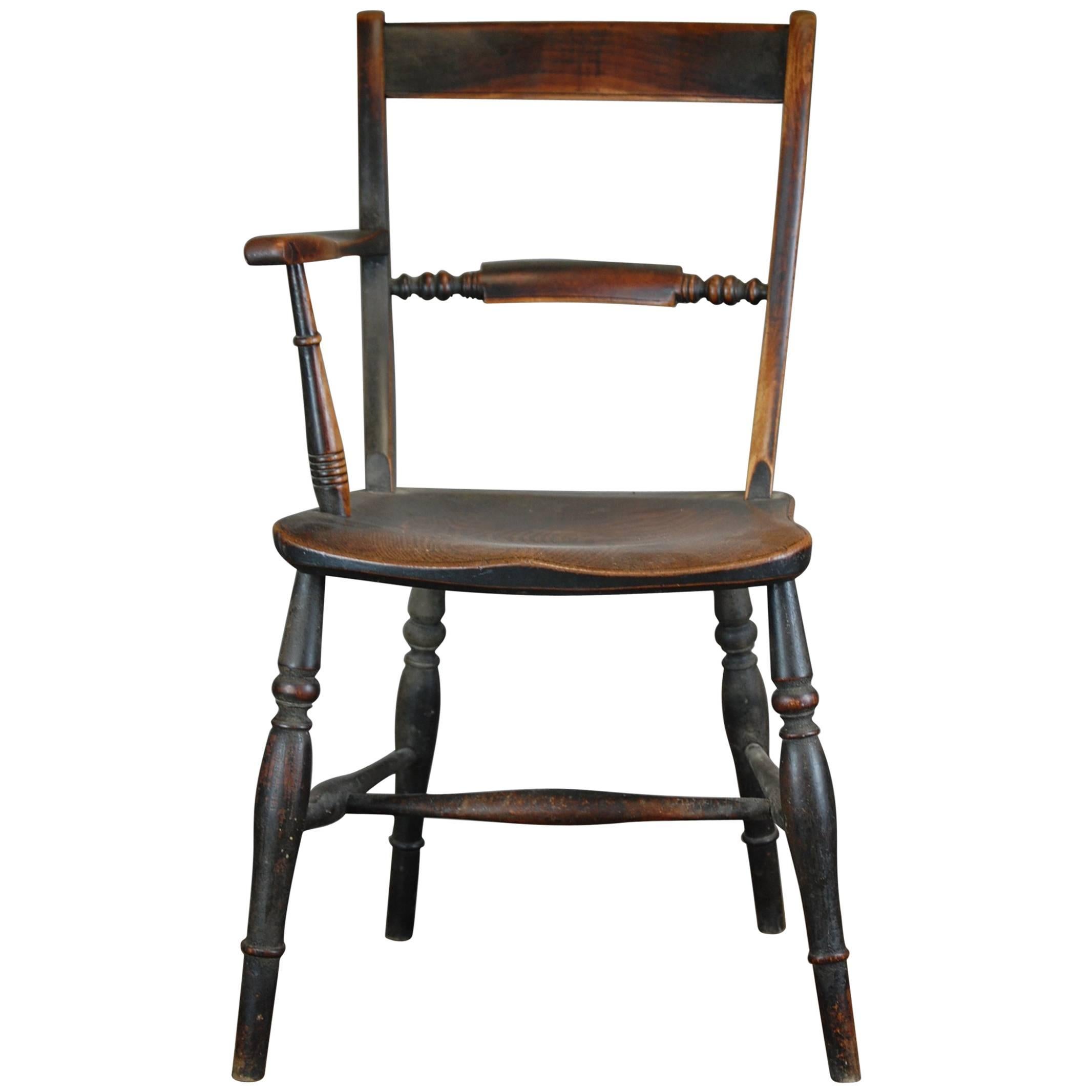 Late 19th Century One Armed Military Officers Windsor Chair