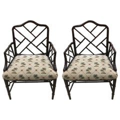 1940s Pair of Chinese Chippendale Chairs