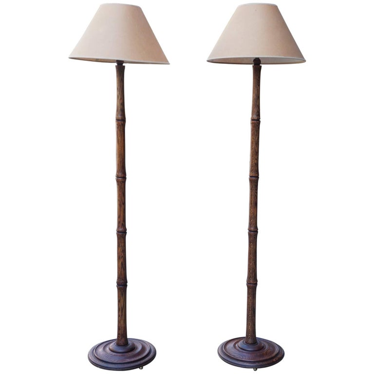 Modernist Turned Wood Floor Lamps, Turned Wood Floor Lamp