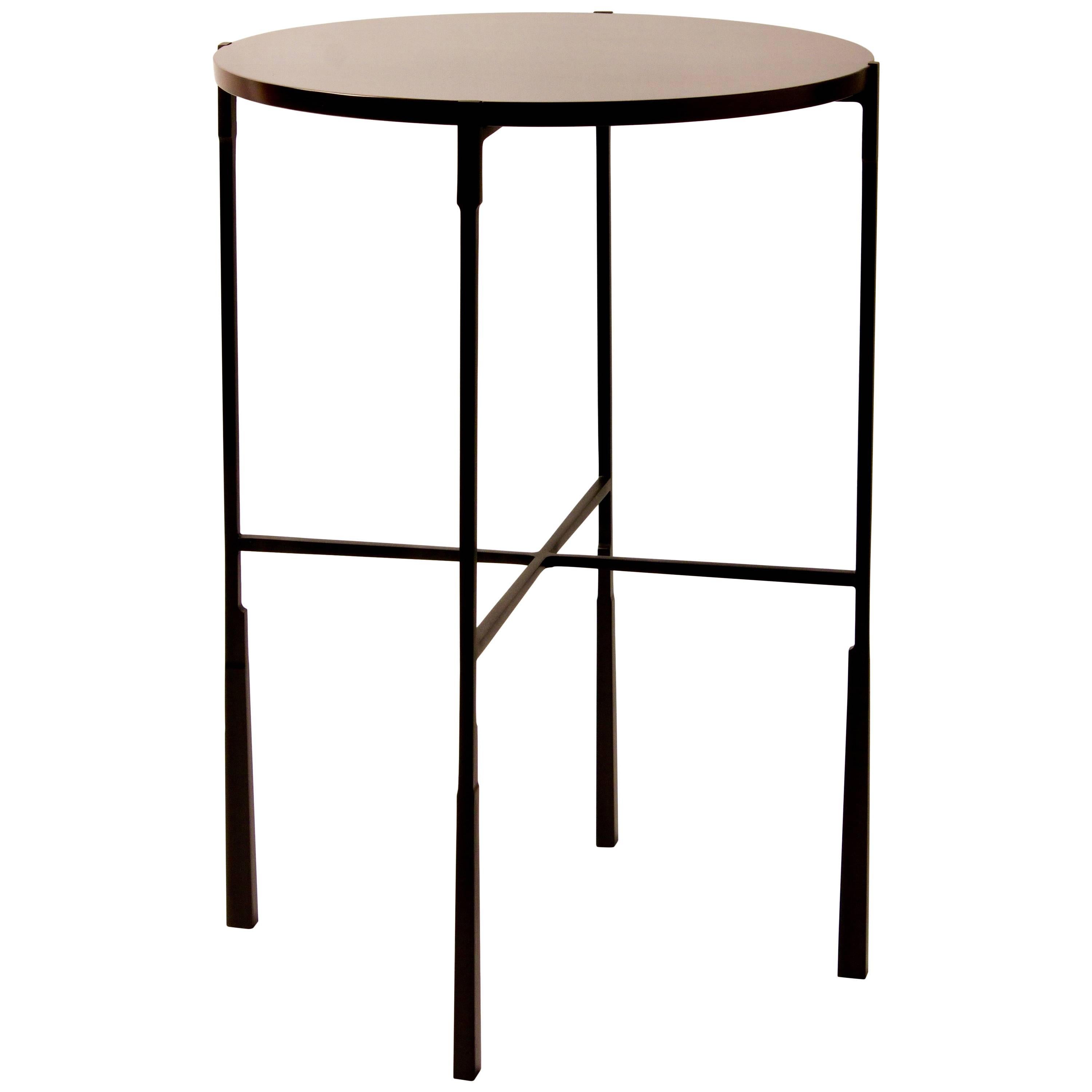Unique Sculptural Bronze and Rosewood Side Table For Sale