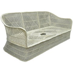 Used Russell Woodard Woven Spun Fiberglass Sculptural Sofa Sunroom Patio Furniture