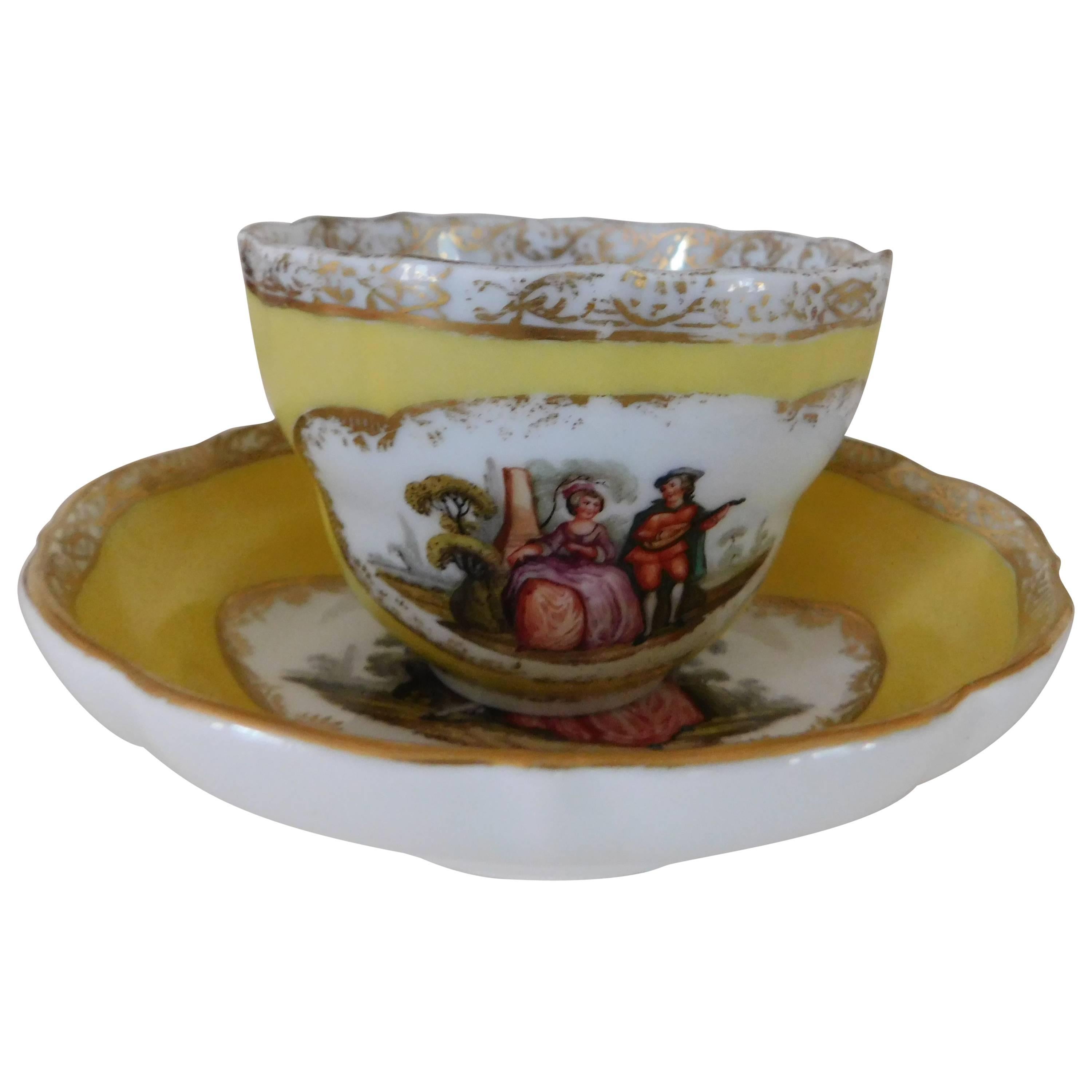 19th Century, Meissen Porcelain Cup and Saucer For Sale