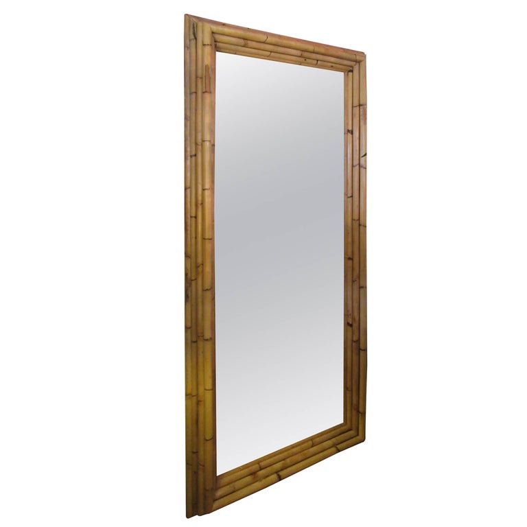 1950s Large Bamboo Mirror For Sale at 1stdibs