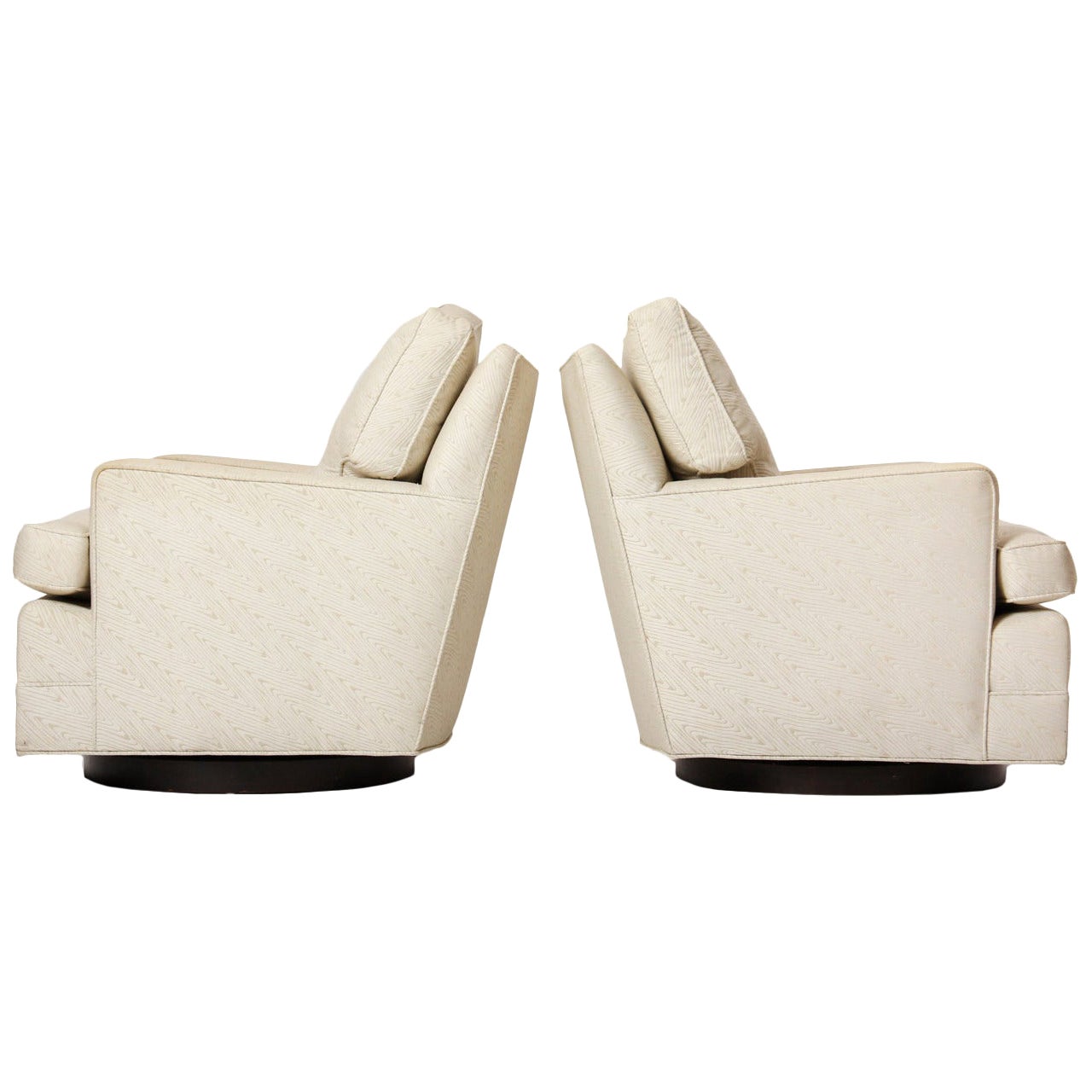 Large round gray leather swivel love chair by Milo Baughman at 1stDibs