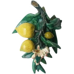 Rare Majolica Lemons Applique Delphin Massier, circa 1890