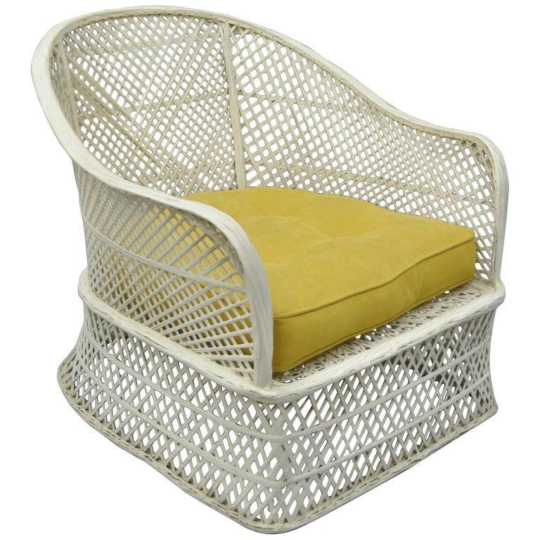 Russell Woodard Woven Spun Fiberglass Barrel Back Patio Lounge Club Chair at 1stDibs