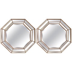 Pair of Large Gilt Frame Octagonal Mirrors