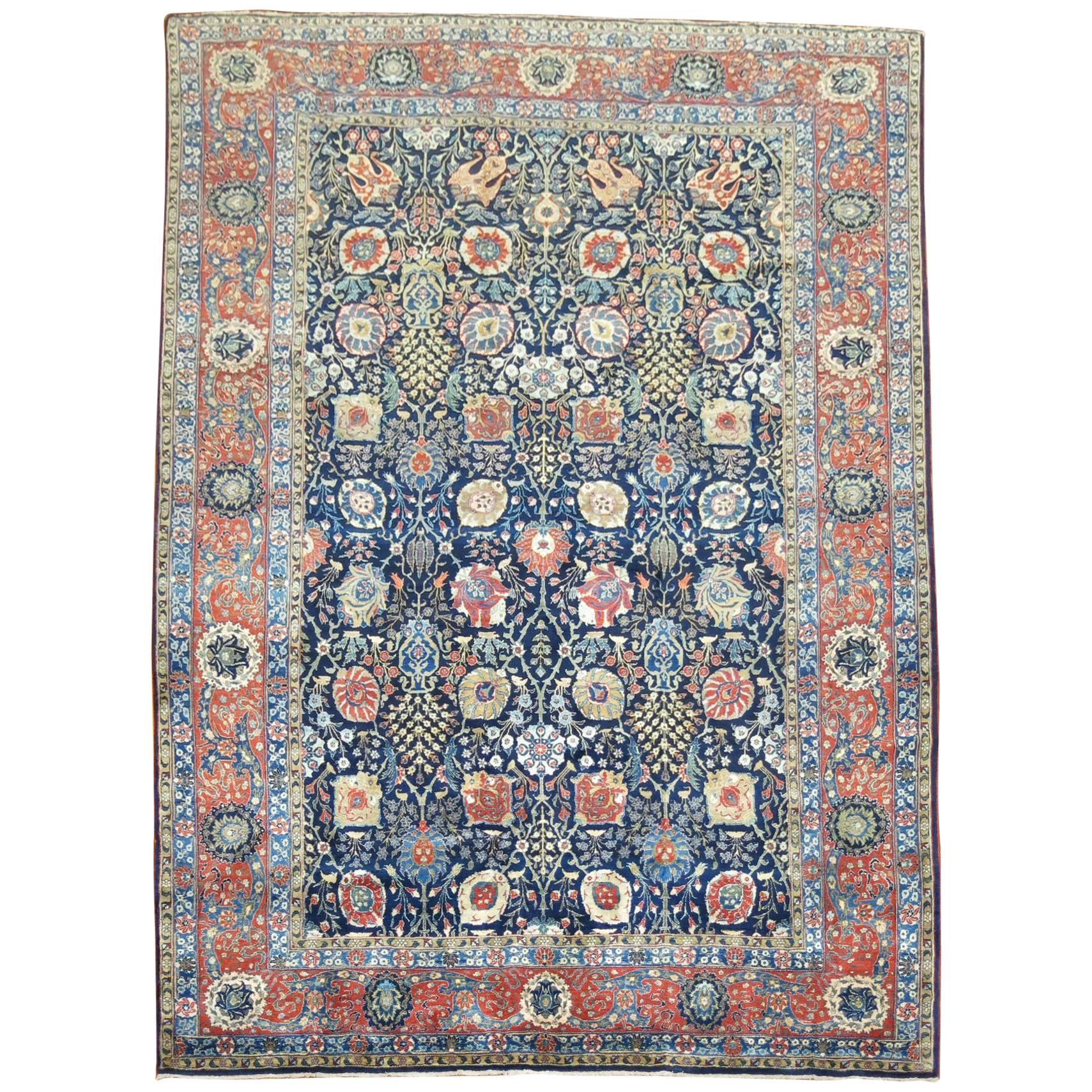 Antique Persian Tabriz Full Pile Carpet