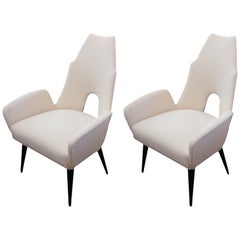Pair of Pristine White High-Back Chairs in the Manner of Adrian Pearsall 9