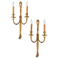 Pair of Wall Lights Sconces Gilded Bronze, Late 19th-Early 20th Century 3