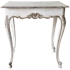 19th Century Louis XV Style Painted Small Table with Drawer