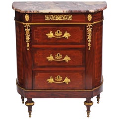 Late 19th Century Small Mahogany and Kingwood Commode in the Louis XVI Style