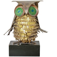 C. Jere Brass and Copper Owl Sculpture