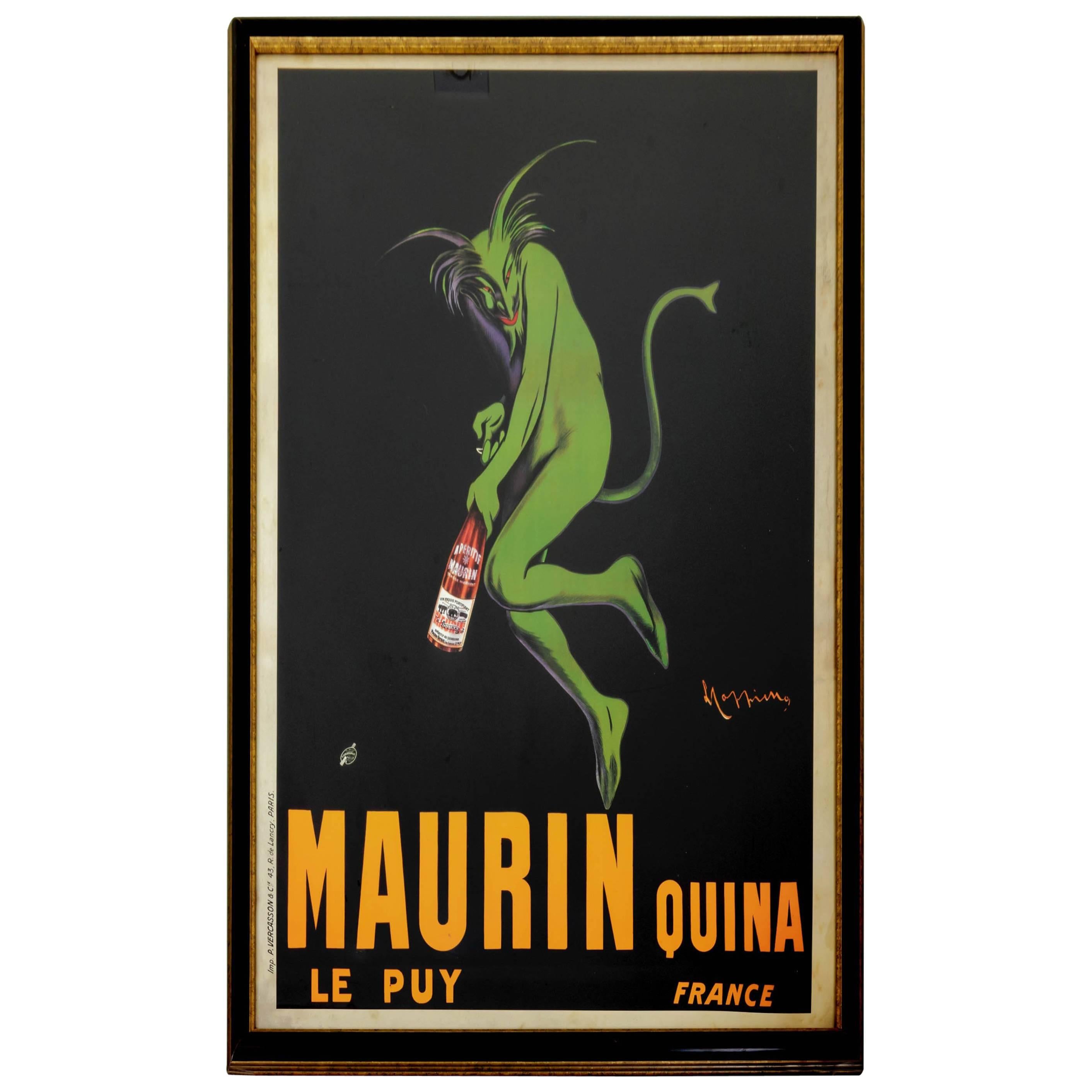 Famous Capiello French wine and spirits poster. Poster depicting green devil opening a bottle of sprits, sold by Cerutti Millar Gallery, NYC.
