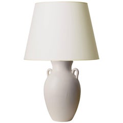 Exquisite Table Lamp with Amphora Form in Ivory Eggshell Glaze by Keramos
