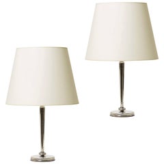 Pair of Tailored Art Deco Lamps in Silver by Carl Gustav Hallberg 12