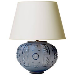 Exquisite Table Lamp in Sapphire Blue Glass by Edvin Ollers for Kosta Boda