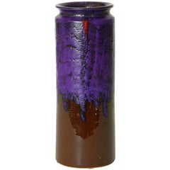 Used Bitossi for Rosenthal Netter Italian Ceramic Vase Brown with Purple Lava Glaze