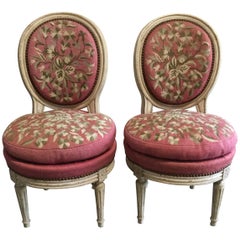 Pair of Exceptional 19th Century Louis XVI Style Salon Chairs
