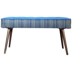 Studio Series Mini-Bench, Navy Pinstripe with Mediterranean Blue Seat