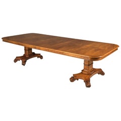 Large Extending Walnut Dining Table, 6-12 Seat, Late 20th Century