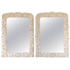 Pair of Sculpted Plaster Mirrors in the Style of Giacometti