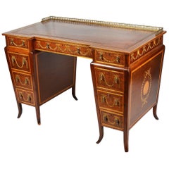 Sheraton Revival Inlaid Desk, 19th Century, Edwards and Roberts