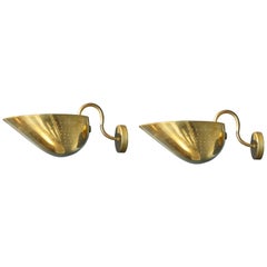 Carl-Axel Acking, Pair of Large Brass Sconces, Sweden, 1940s
