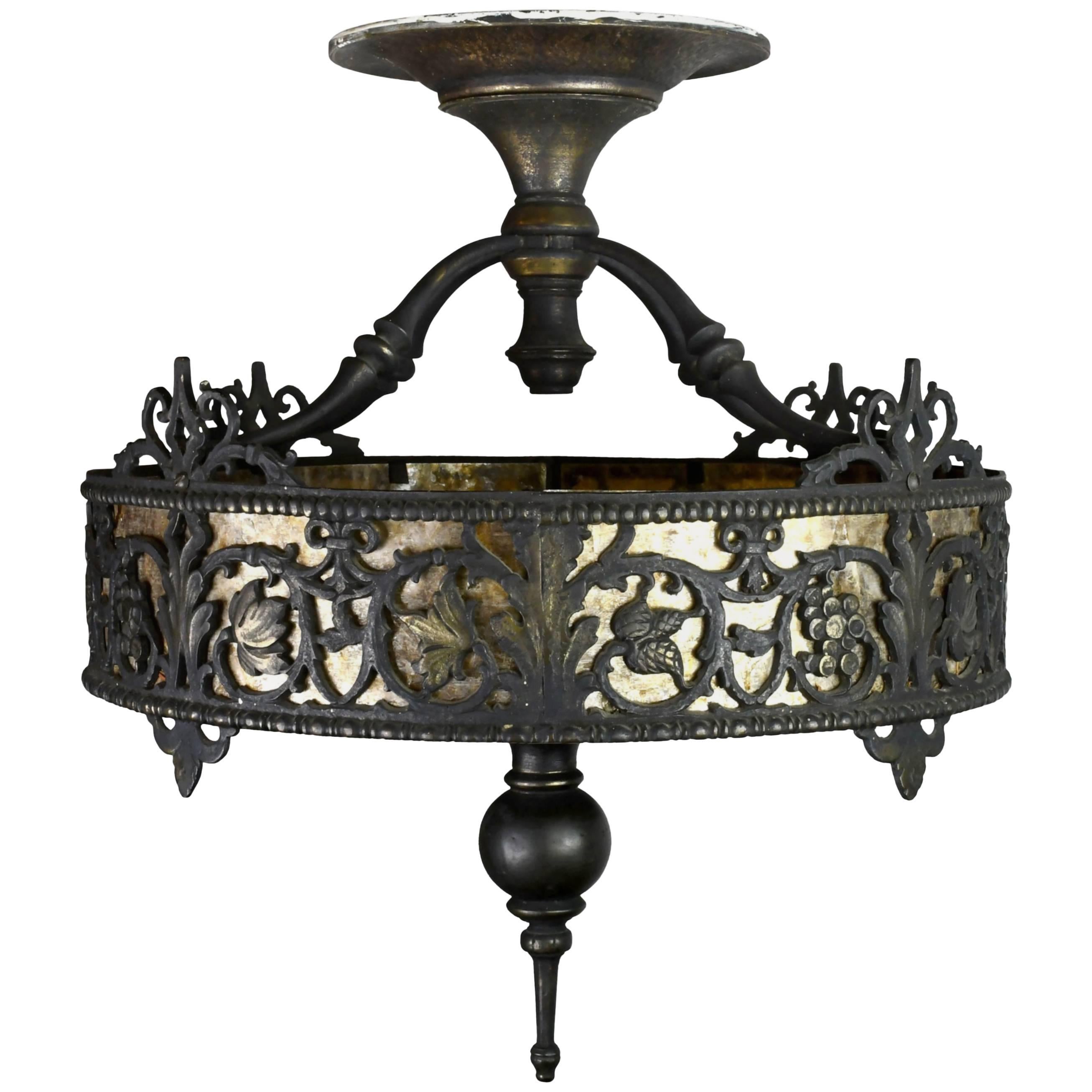 Oscar Bach Bronze and Mica Chandelier