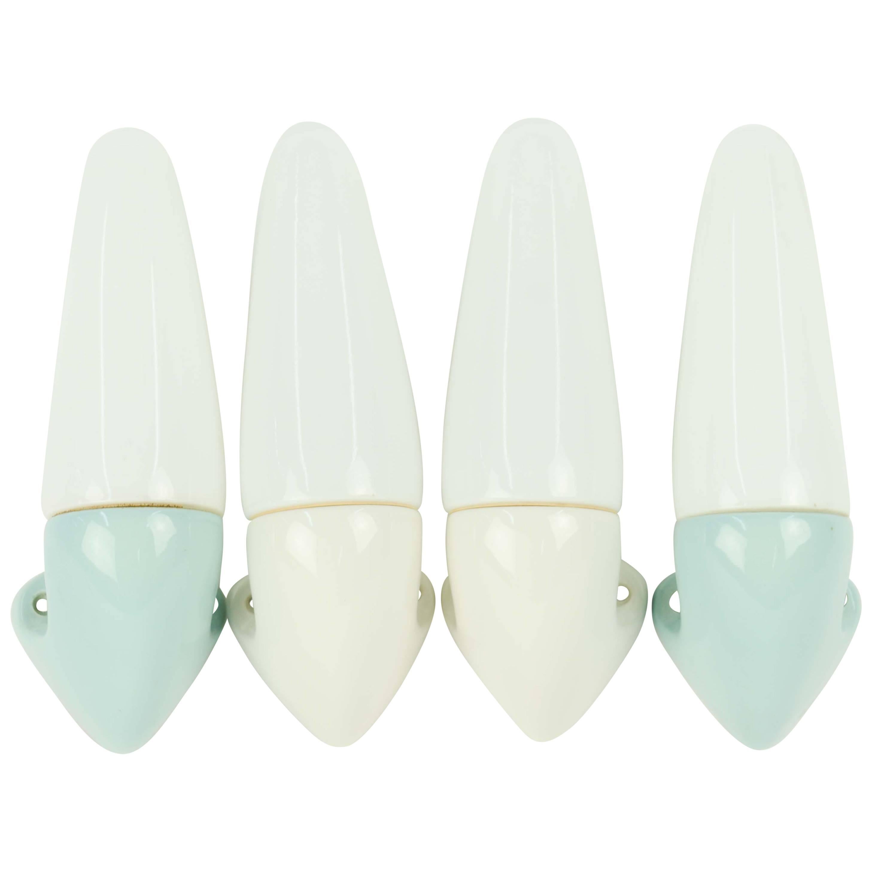 Up to Four, 1950s Ceramic and Glass Wall Sconces Wilhelm Wagenfeld of Germany
