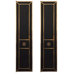 Pair of Walnut and Brass Double Doors with Snakeskin Veneer 3