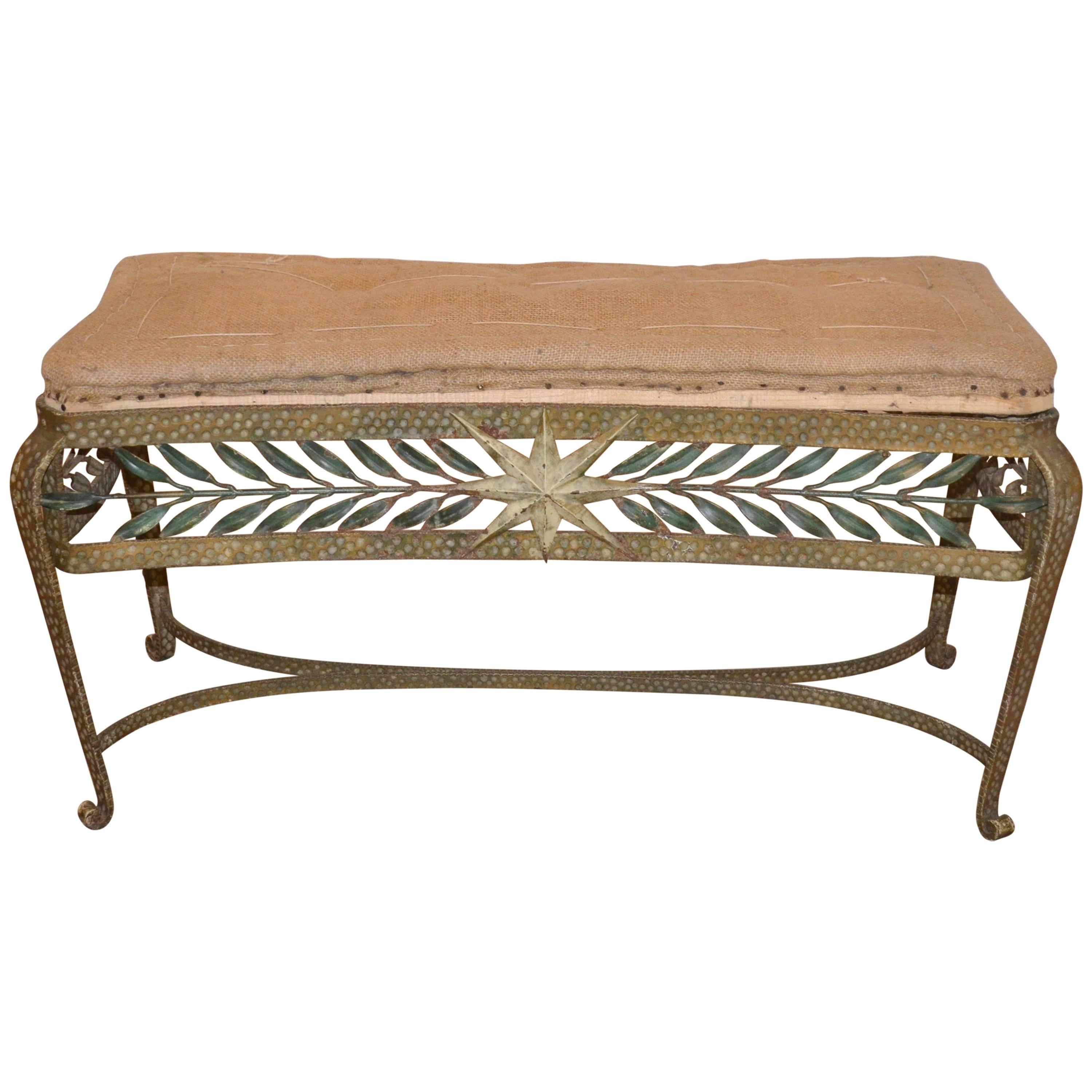 Forged and Gilt Bench, Pierluigi Colli for Cristal Art, Italy, 1950