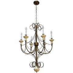 Mid-Century Modern Brass Chandelier