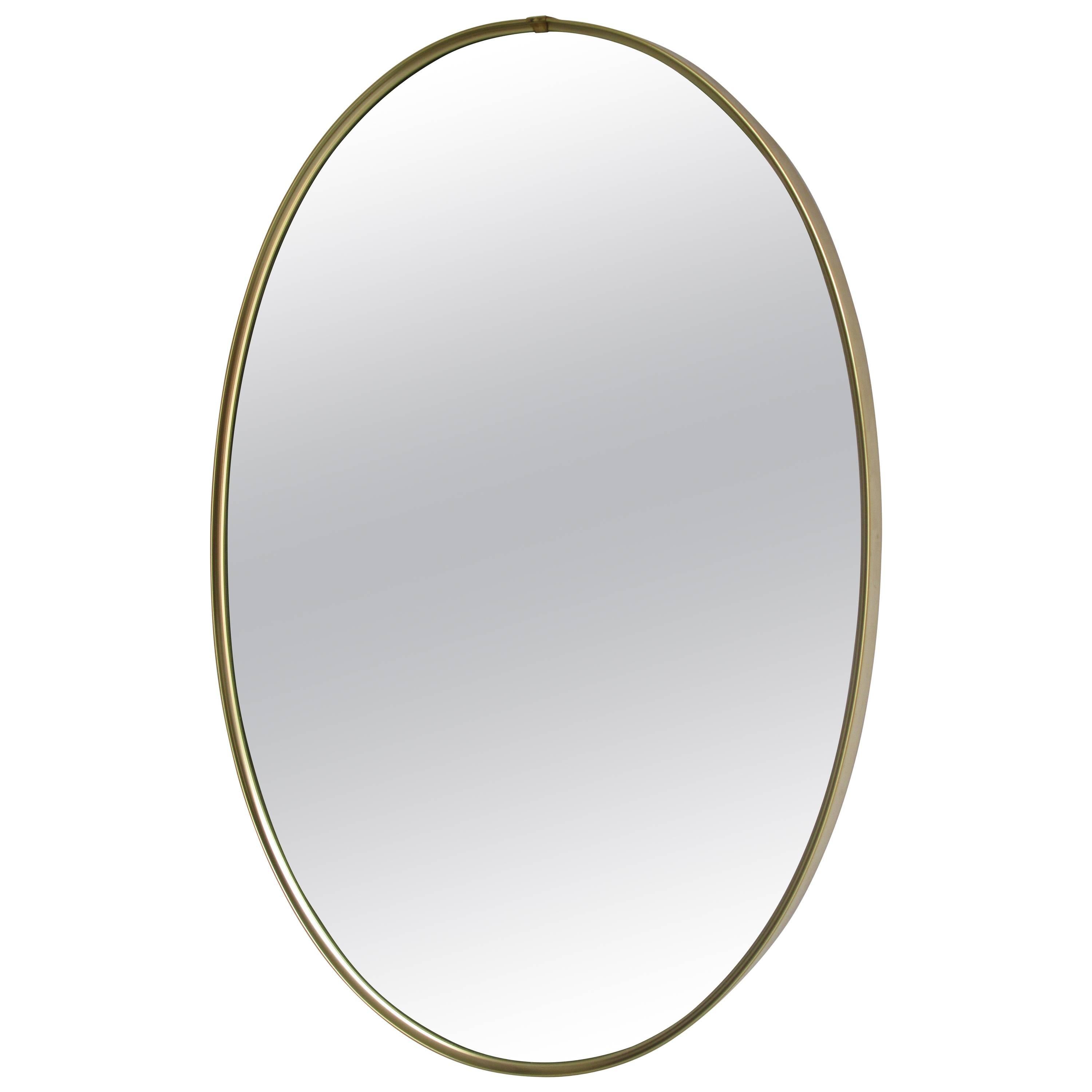 Minimalist Oval Brass Mirror