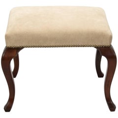 Regency Style Stool with Cabriole Legs and New Upholstery