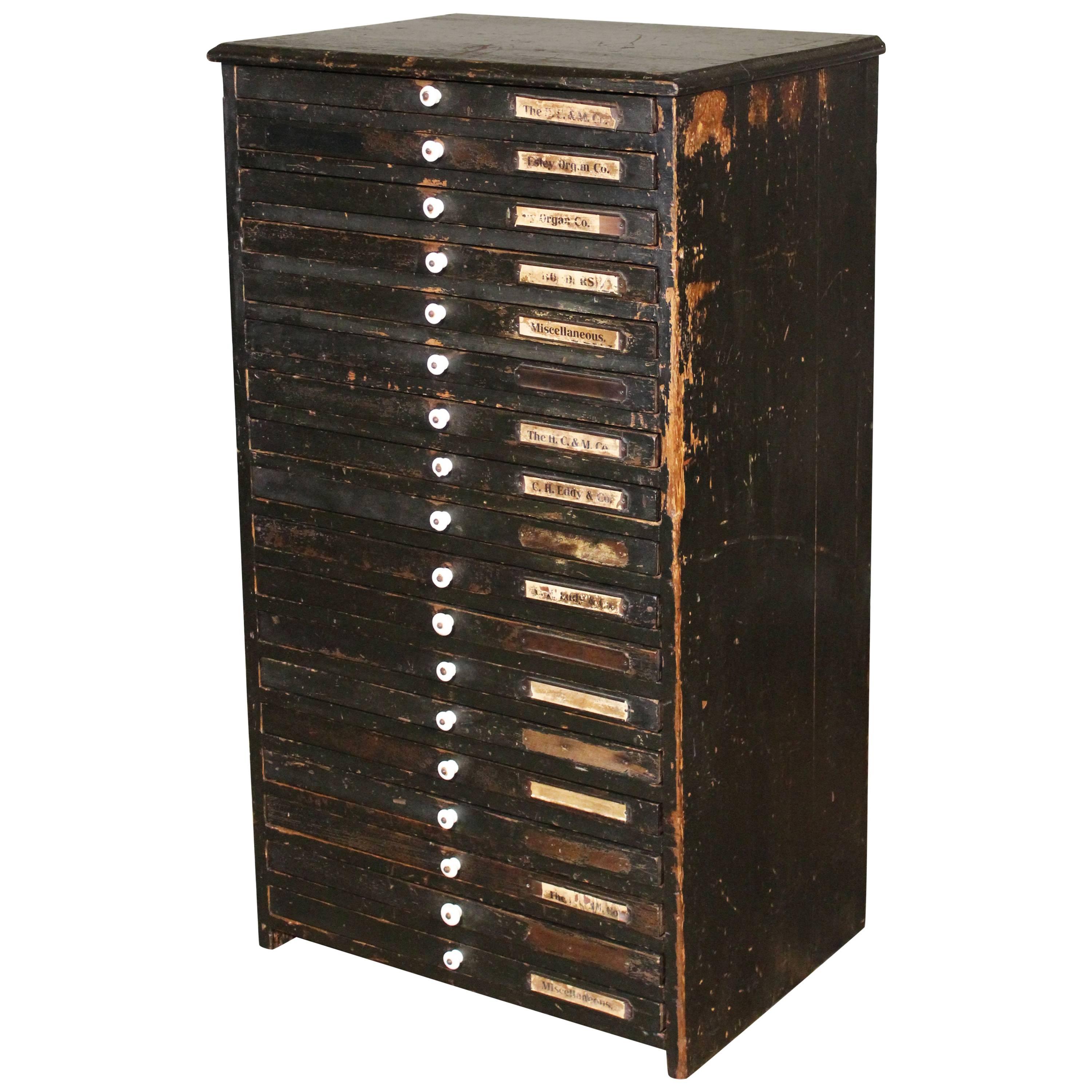 Wooden Flat File Storage Cabinet Vintage Industrial Multi-Drawer Distressed