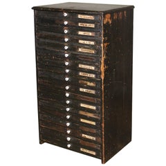 Wooden Flat File Storage Cabinet Retro Industrial Multi-Drawer Distressed