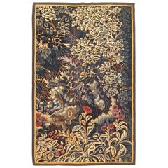 Antique 17th Century Verdure Landscape Tapestry with a Large Tree and Flowers