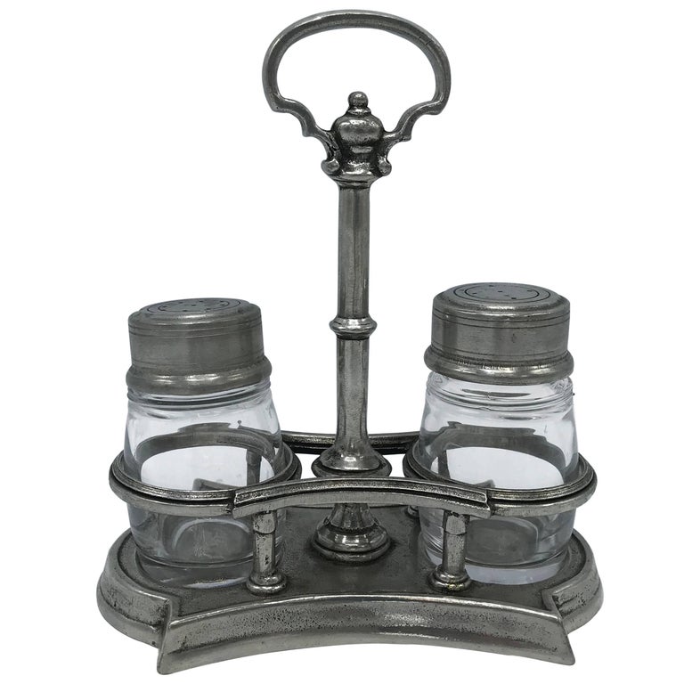 1960s Silver Salt and Pepper Shaker Set with Caddy at 1stDibs salt and pepper shakers with caddy