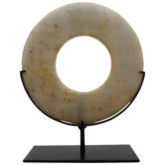 Yellowish Marble Disk on Stand
