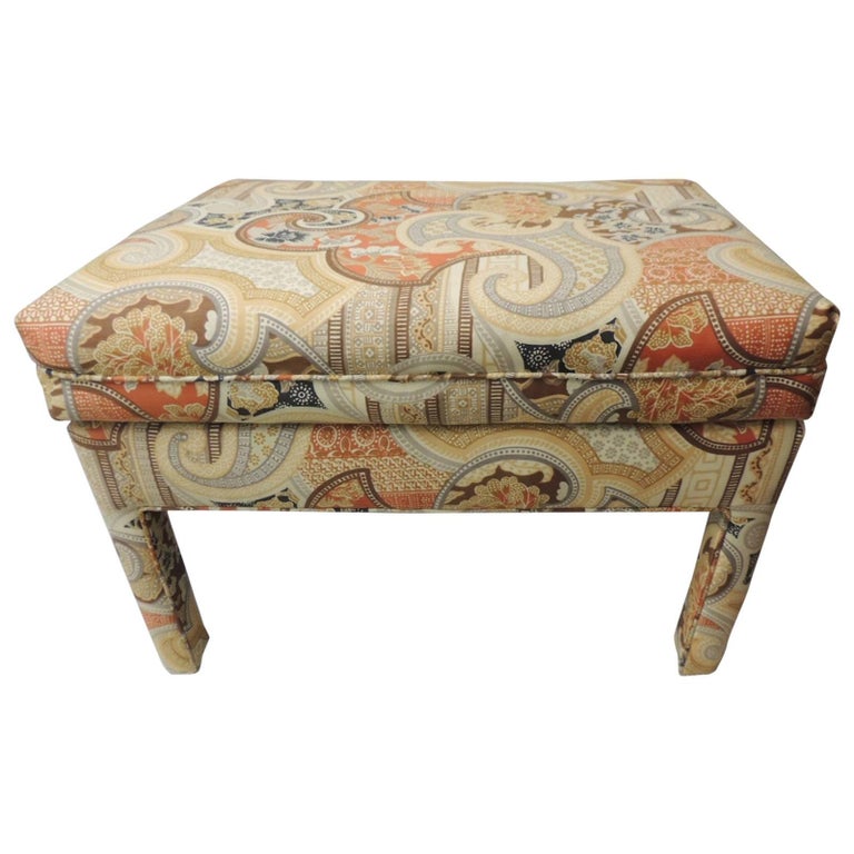 Vintage Rectangular Batik Paisley Fully Upholster Ottoman at 1stDibs
