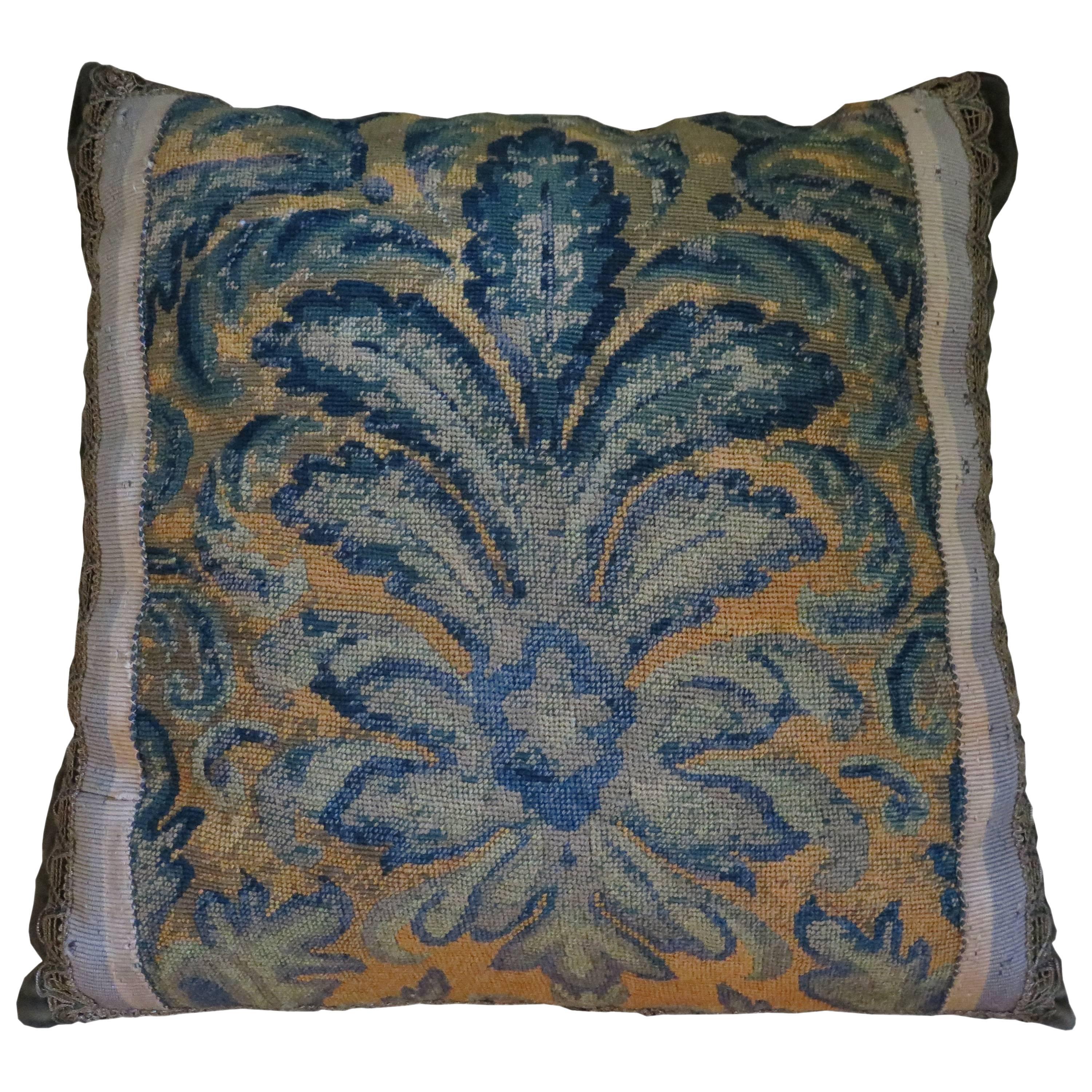 Large Antique Needlepoint Pillow I at 1stDibs