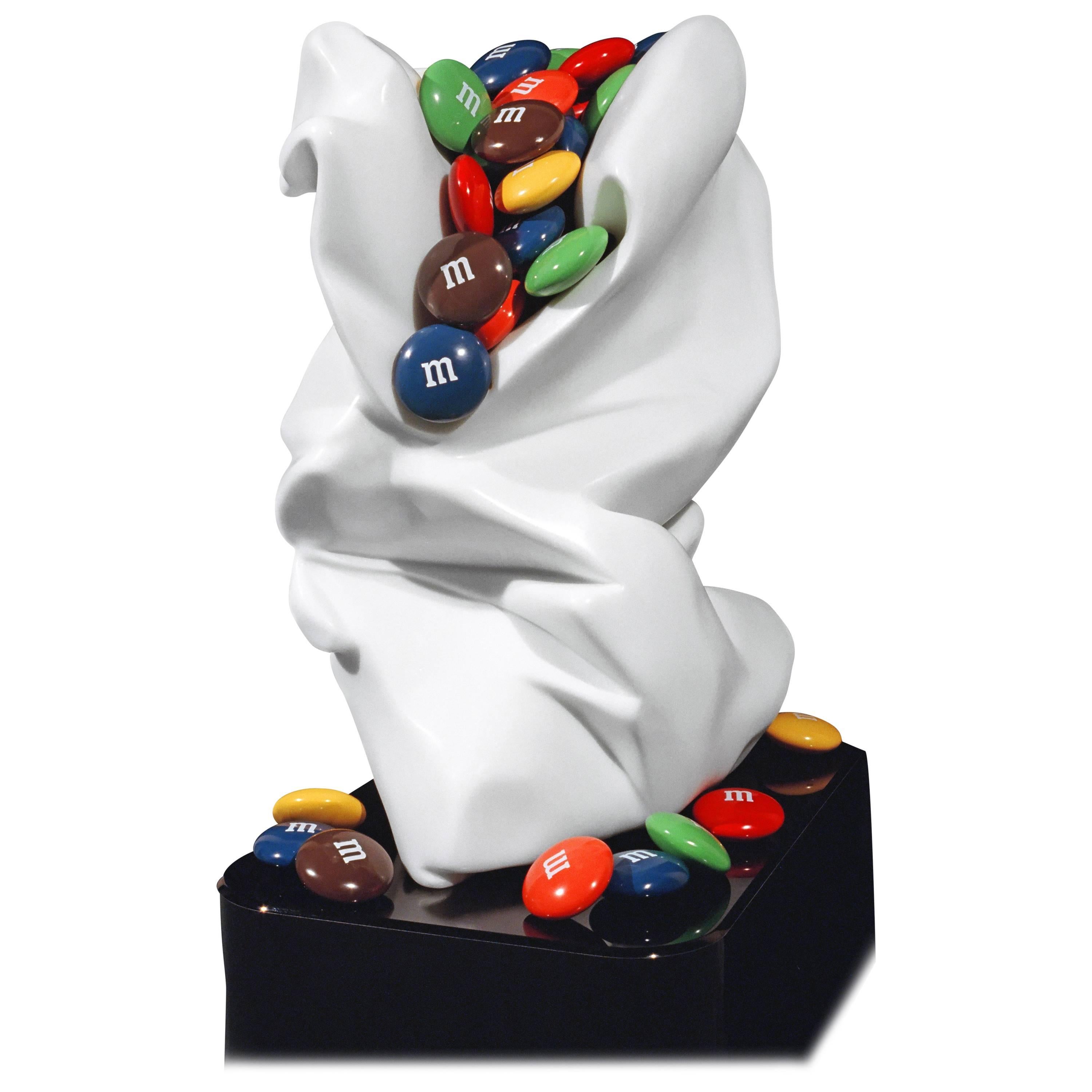 'M & M Bag 1' Stone Sculpture by Robin Antar Marble and Cast Resin For Sale