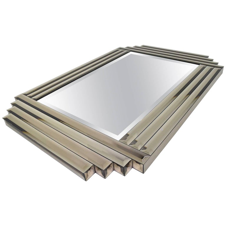 Large Beveled Glass Mirror at 1stDibs
