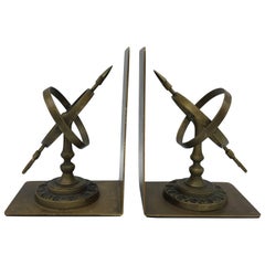 1980s Brass Armillary Bookends, Pair