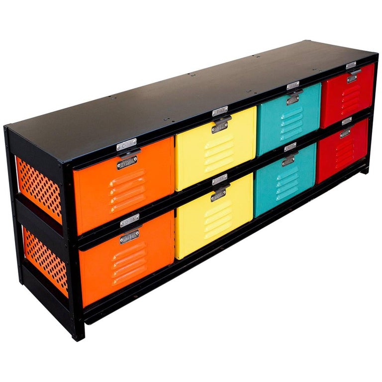 4 Wide x 6 HighVintage Locker Basket Unit, Refinished For Sale at 1stdibs